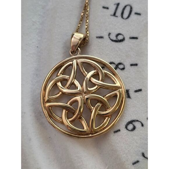 Celtic Knot Pendant 14K Gold Over Sterling Silver 925 1" 4g - Picture 6 of 7